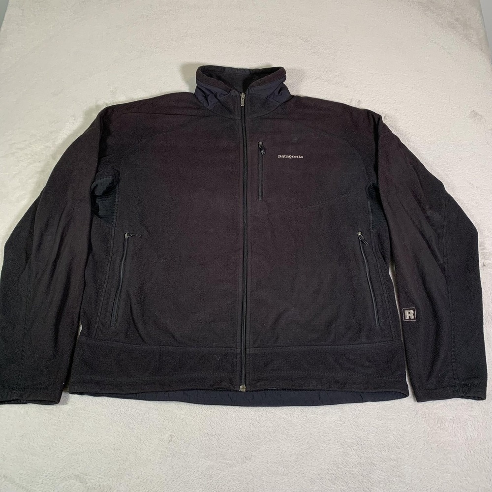 Vintage Patagonia Jacket Mens XL Black Fleece Polartec Full Zip USA R Series